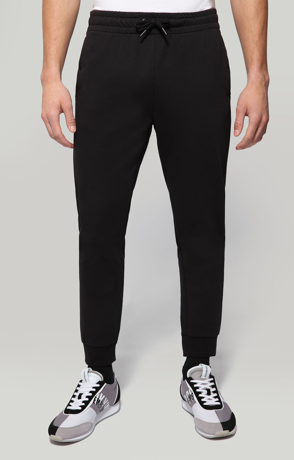 Sweatpants with rubberized patch, BLACK Sweatpants with rubberized patch, BLACK, hi-res-1