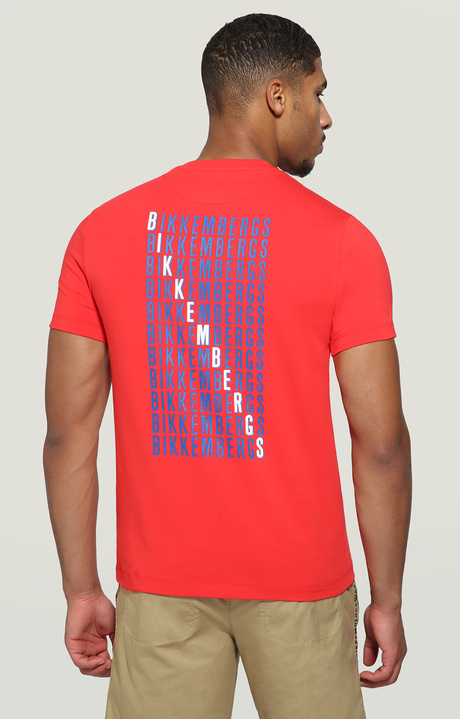 Men's T-shirt with print on back, RED Men's T-shirt with print on back, RED, hi-res-1