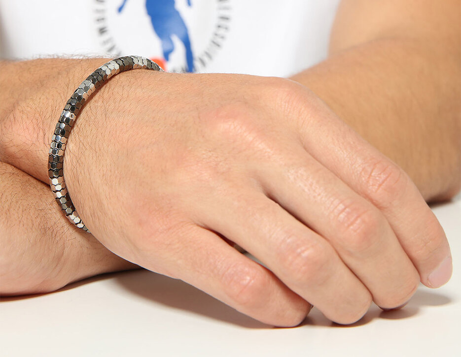 Bikkembergs men's bracelet with hexagons and diamonds, 350 Bikkembergs men's bracelet with hexagons and diamonds, 350, hi-res-1