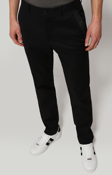 Men's pants with intarsia, BLACK Men's pants with intarsia, BLACK, hi-res-1