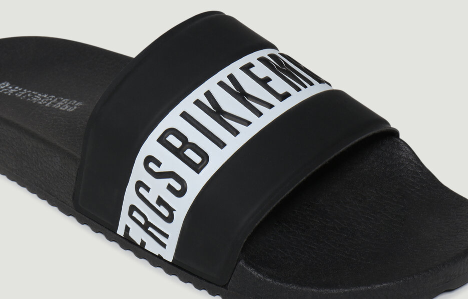 Men's rubber sliders - Pool, BLACK/WHITE Men's rubber sliders - Pool, BLACK/WHITE, hi-res-1