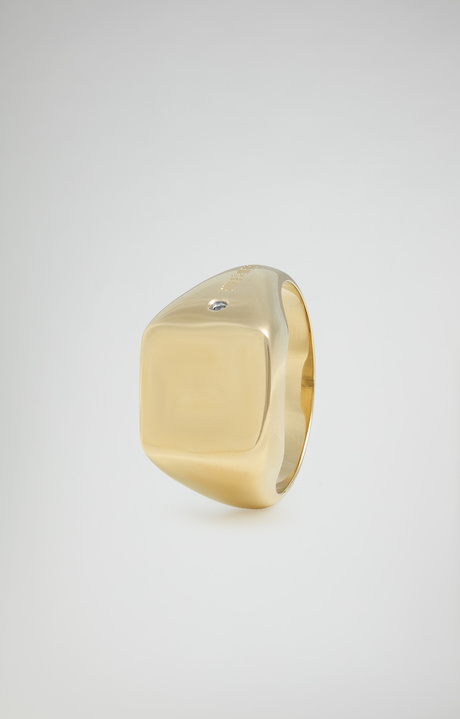 Men's chevalier ring with diamond, YELLOW Men's chevalier ring with diamond, YELLOW, hi-res-1