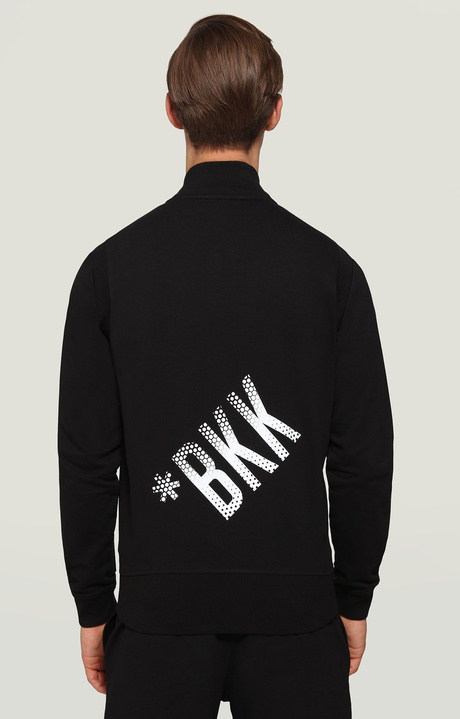 Sweatshirt with zipper and ribbed trim, BLACK Sweatshirt with zipper and ribbed trim, BLACK, hi-res-1