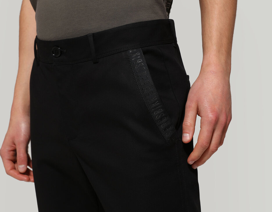 Men's pants with intarsia, BLACK Men's pants with intarsia, BLACK, hi-res-1