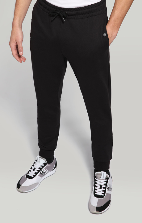 Sweatpants with rubberized patch, BLACK Sweatpants with rubberized patch, BLACK, hi-res-1