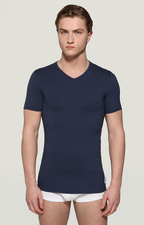 Men's V-neck undershirt, NAVY Men's V-neck undershirt, NAVY, hi-res-1