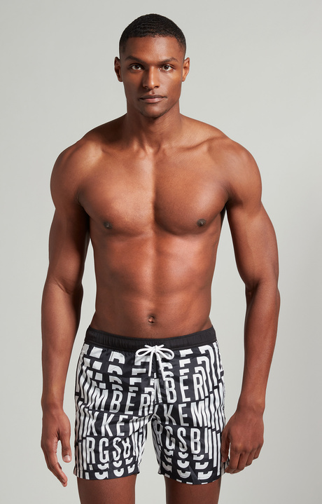 Men's boardshorts with all-over logo, BLACK Men's boardshorts with all-over logo, BLACK, hi-res-1