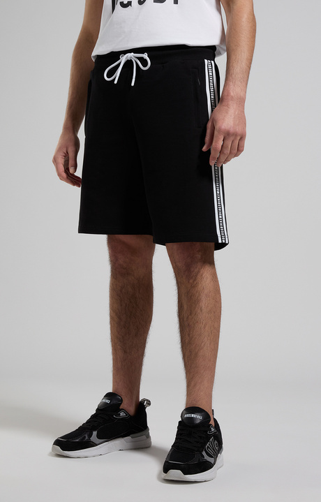 Men's shorts with stripes, BLACK Men's shorts with stripes, BLACK, hi-res-1