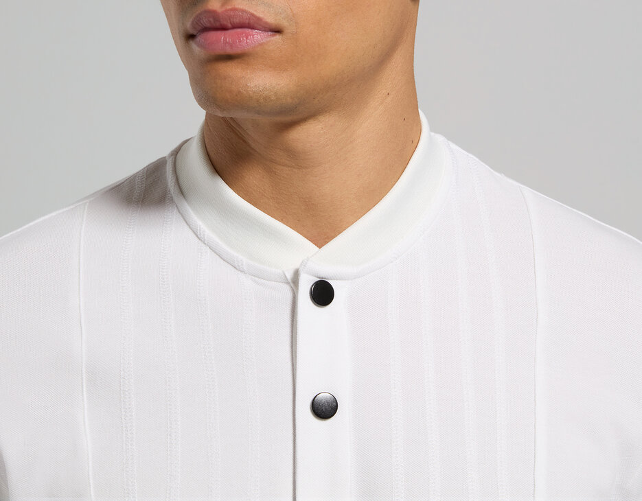 Men's piquet Henley shirt, WHITE Men's piquet Henley shirt, WHITE, hi-res-1