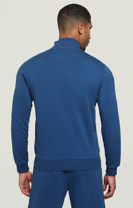 Men's zip sweatshirt with hexagonal print, BLUE Men's zip sweatshirt with hexagonal print, BLUE, hi-res-1