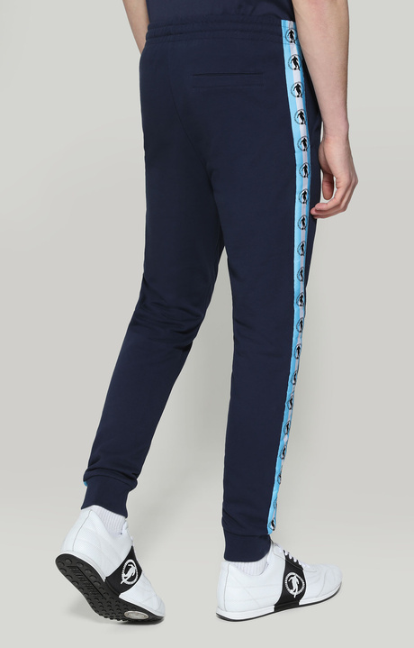 Men's sweatpants with tape, BLUE Men's sweatpants with tape, BLUE, hi-res-1