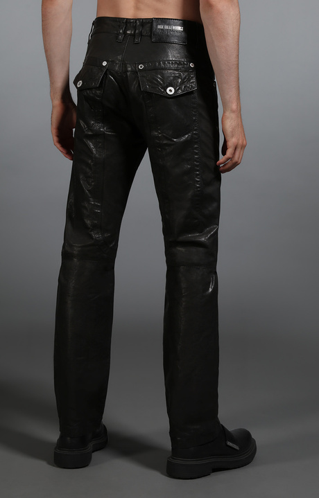 Men's black leather jeans, BLACK Men's black leather jeans, BLACK, hi-res-1