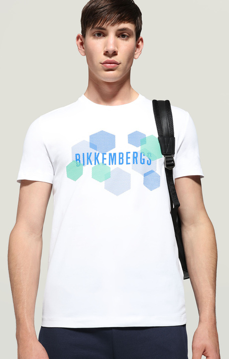 Men's T-shirt with hexagonal print, OPTICAL WHITE Men's T-shirt with hexagonal print, OPTICAL WHITE, hi-res-1