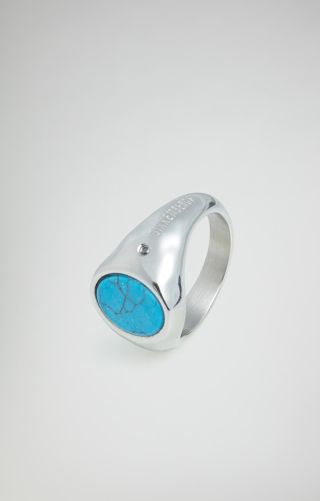 Men's chevalier ring with turquoise, WHITE Men's chevalier ring with turquoise, WHITE, hi-res-1