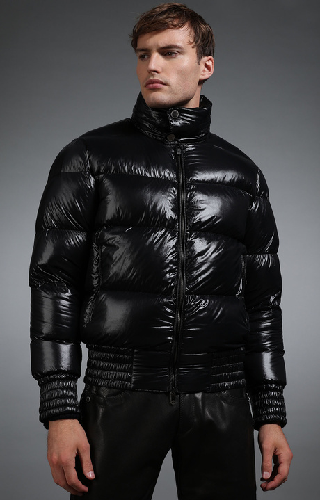 Men's shiny black down jacket, BLACK Men's shiny black down jacket, BLACK, hi-res-1