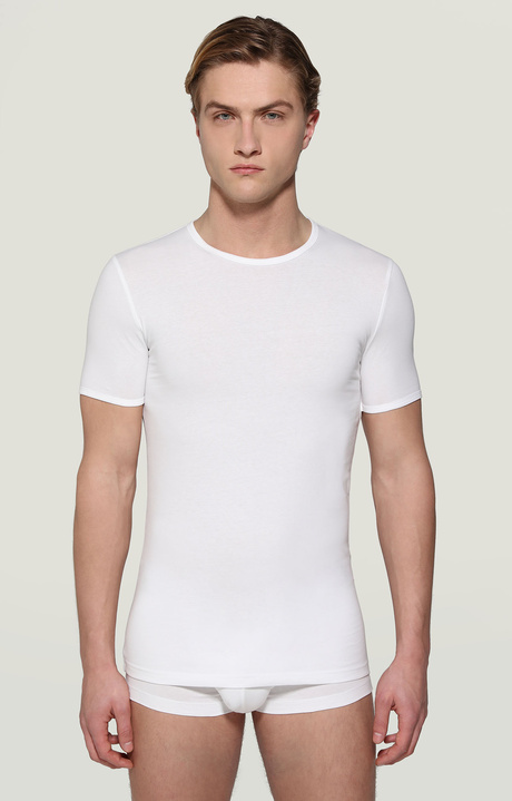 Men's round neck undershirt, WHITE Men's round neck undershirt, WHITE, hi-res-1
