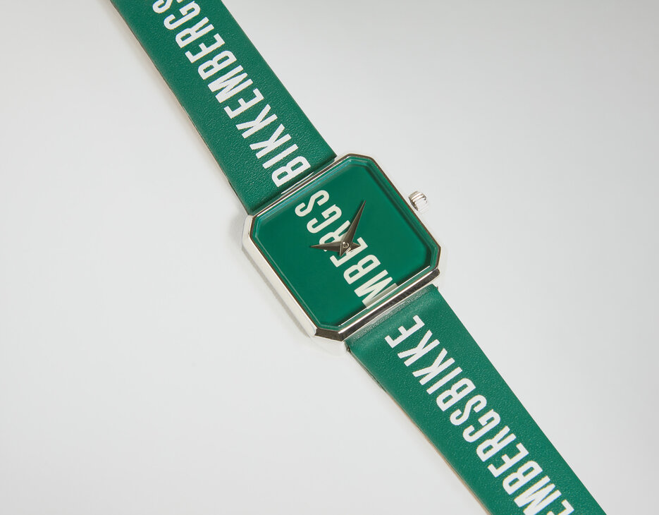 Watch with leather band, GREEN Watch with leather band, GREEN, hi-res-1