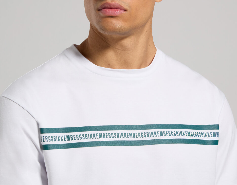 Men's T-shirt with tape print, WHITE Men's T-shirt with tape print, WHITE, hi-res-1