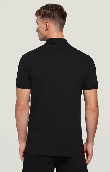 Men's polo shirt with patch, BLACK, hi-res-1