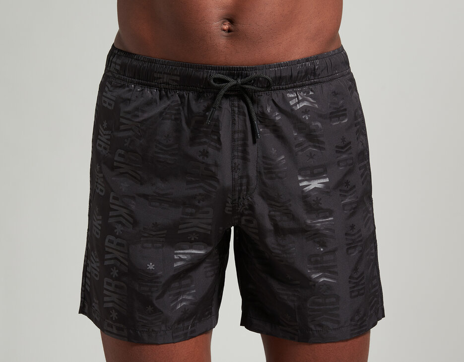 Men's boardshorts with tonal print, BLACK Men's boardshorts with tonal print, BLACK, hi-res-1