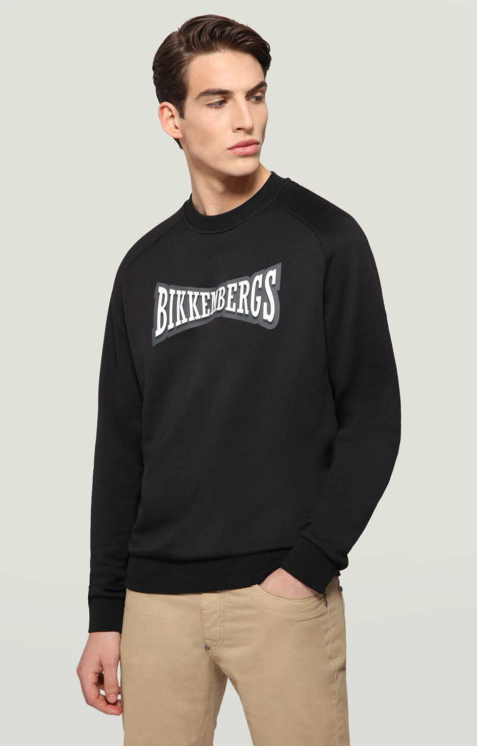 Sweatshirt with inserts and textured logo, BLACK Sweatshirt with inserts and textured logo, BLACK, hi-res-1