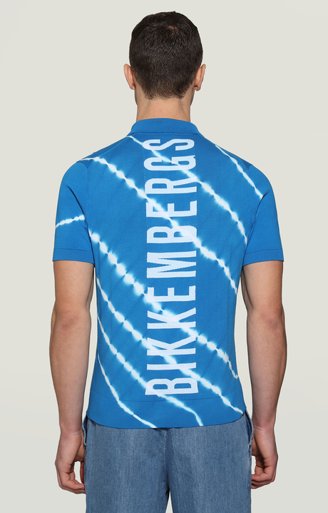 Polo shirt in tie-dye knit, AZURE Polo shirt in tie-dye knit, AZURE, hi-res-1