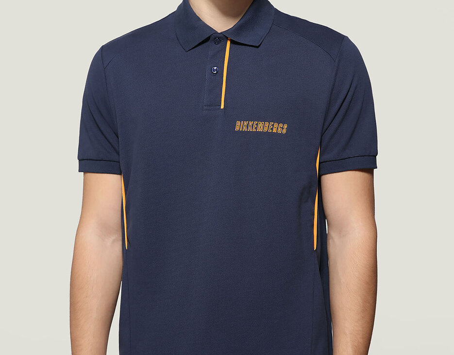 Men's polo shirt with raised logo, BLUE Men's polo shirt with raised logo, BLUE, hi-res-1