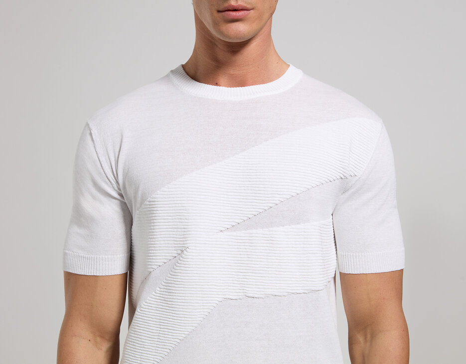 Men's jacquard T-shirt, WHITE Men's jacquard T-shirt, WHITE, hi-res-1