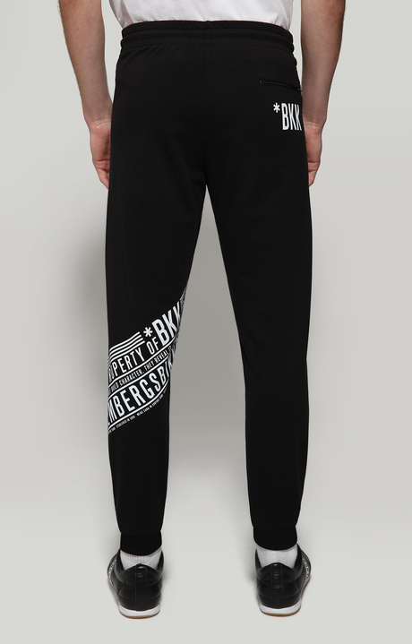 Men's sweatpants with diagonal print, BLACK Men's sweatpants with diagonal print, BLACK, hi-res-1