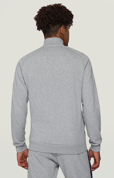 Men's sweatshirt with contrast bands, GREY MELANGE Men's sweatshirt with contrast bands, GREY MELANGE, hi-res-1