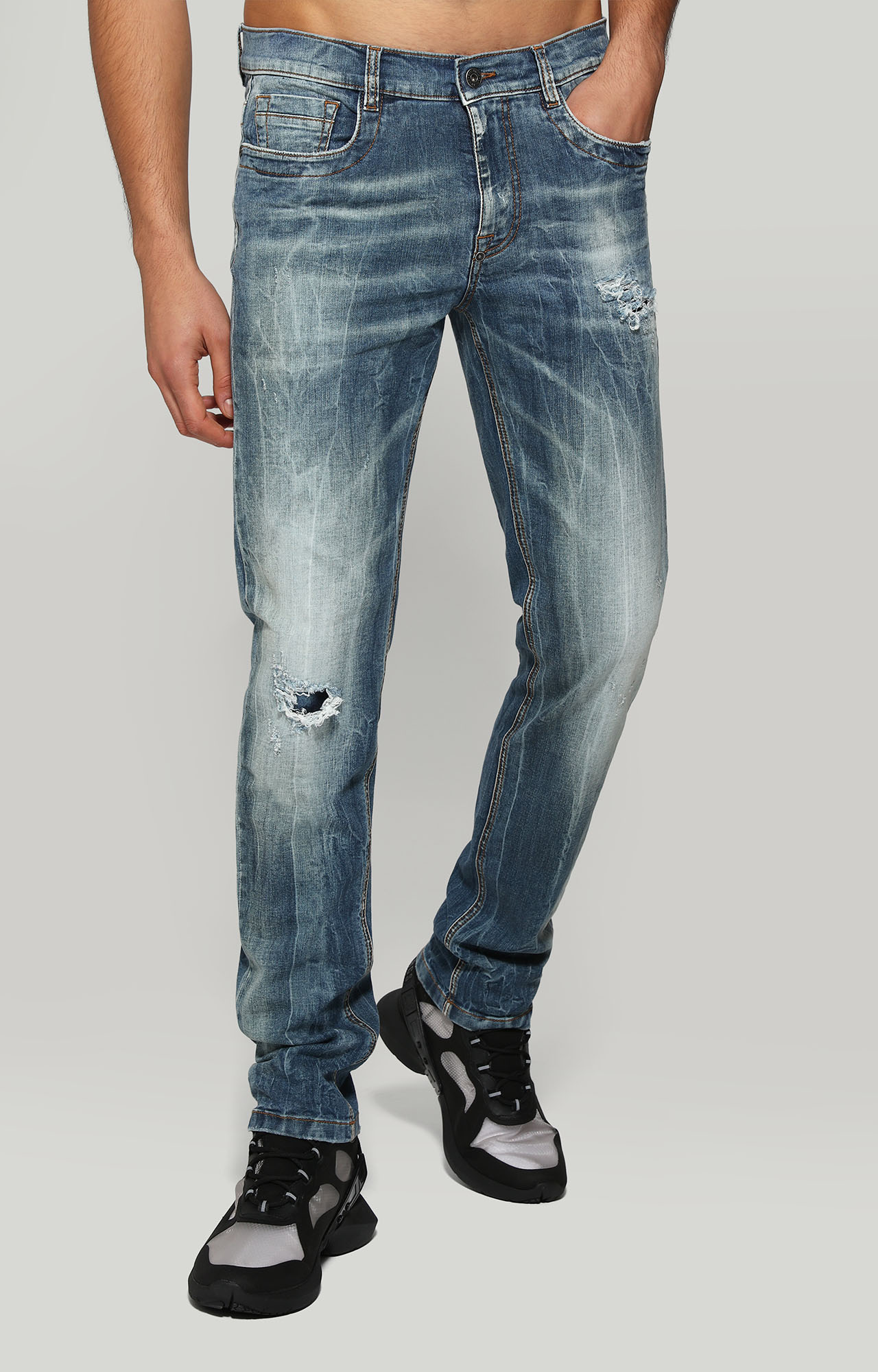 DENIM SLIM FIT, STRETCH BLUE DENIM, hi-res-1