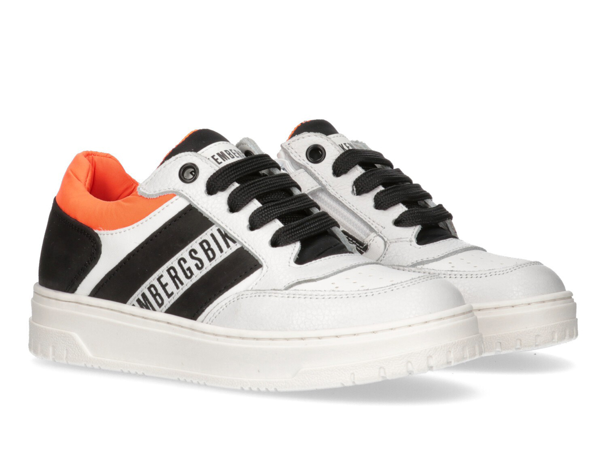 LOW CUT LACE-UP SNEAKER, WHITE/BLACK/ORANGE, hi-res-1